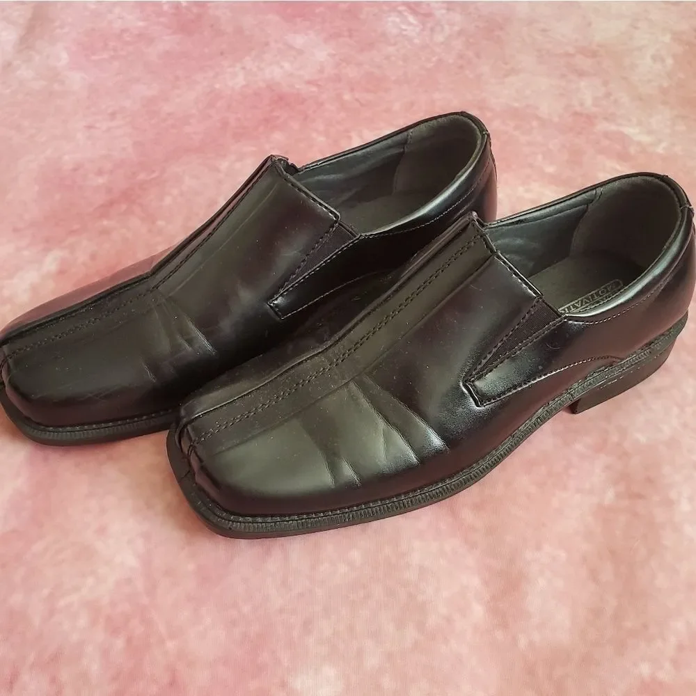 🔥Deer Stags Black Wings Slip-on Dress Shoes Youth Size 4.5
